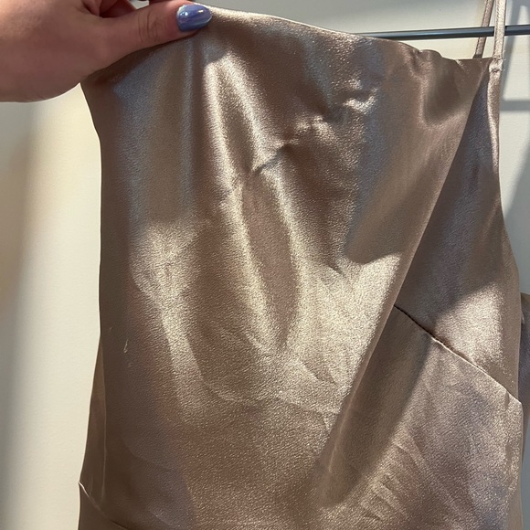 Birdy grey Lisa long bridesmaid dress in satin taupe - Picture 4 of 7